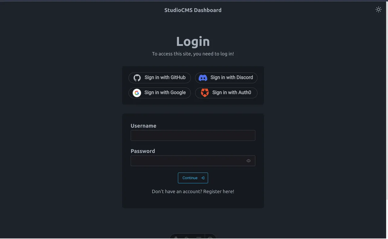 Login Page Dark