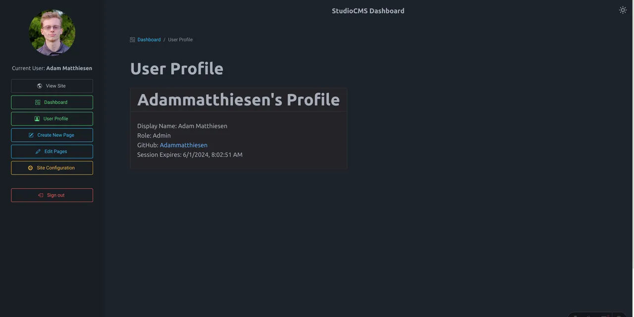 User Profile Dark