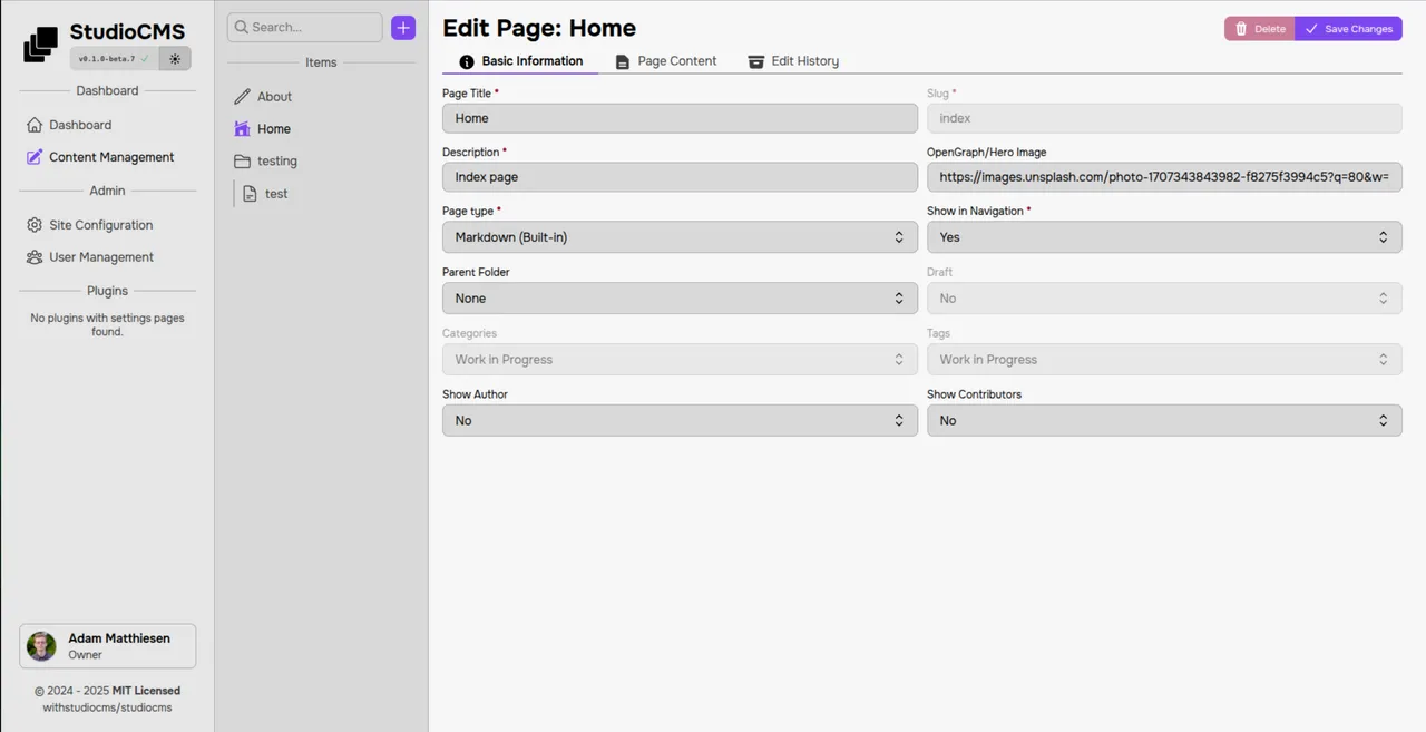 Content Management (Light Mode)